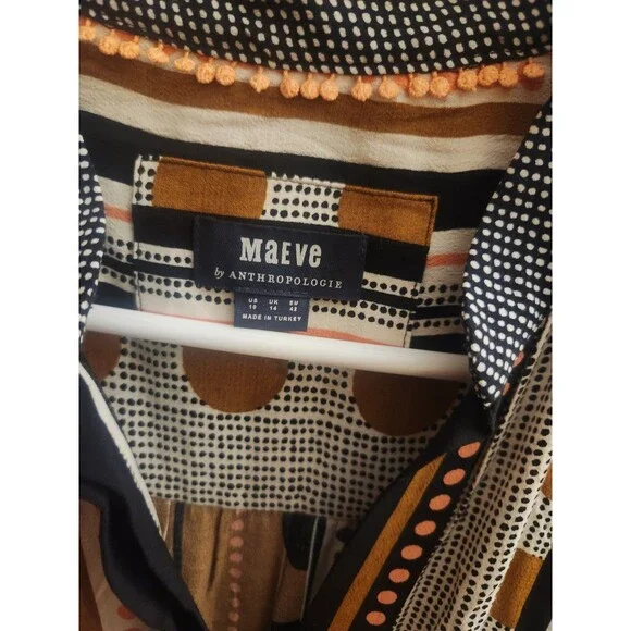 Anthropologie Maeve Alondra Tiered Pockets Tie Waist Maxi Dress Size 10 Boho - Picture 4 of 7